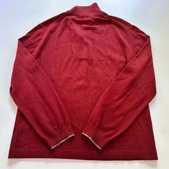 Banana Republic Sweater Mens Large Red Silk Cashmere Quarter Zip Lightweight - Picture 5 of 11